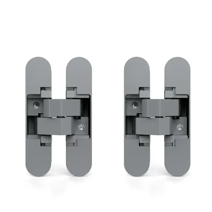 2 Charnières invisibles pour portes Emuca charge 80kg zamak gris