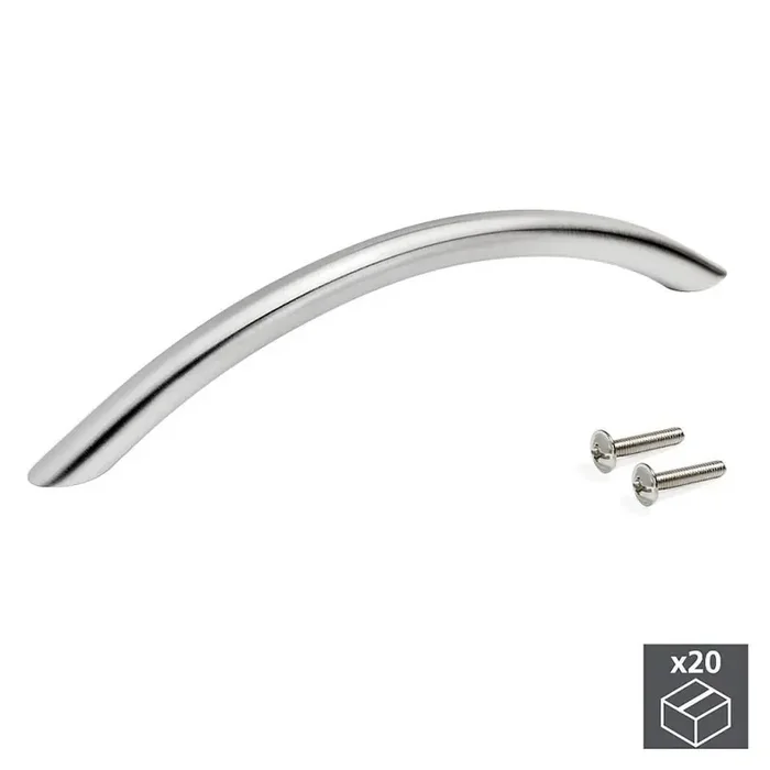 20 Poignées pour meuble Porto D 10 mm entraxe 224 mm Acier Nickel sati