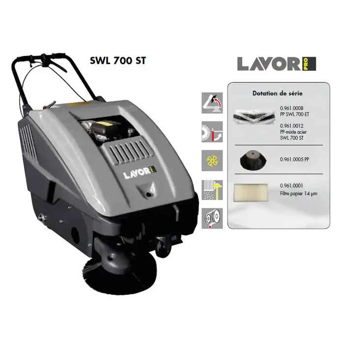 Balayeuse autotractée vibreur filtre manuel 680mm Honda 4 HP 29kW SWL