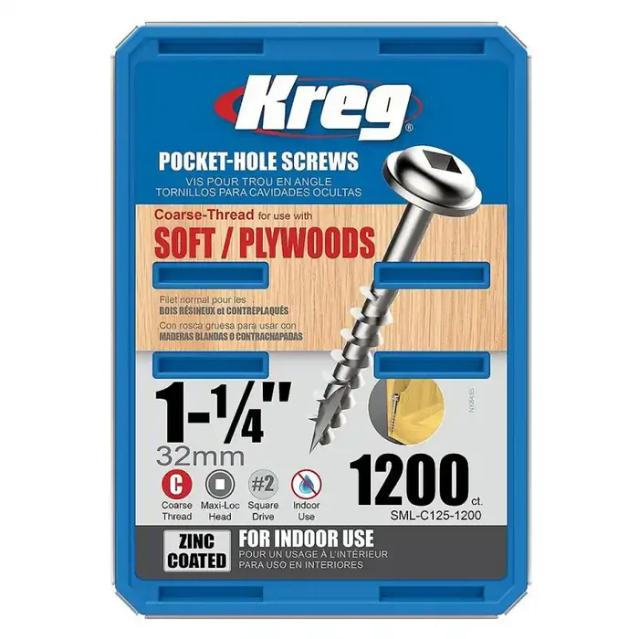 Boîte 1200 vis galvanisés SML-C125-1200-INT 32mm filetage épais Kreg