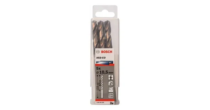 BOSCH Forets à métaux HSS-Co, DIN 338 10,5 x 87 x 133 mm (5 pièces) 2608585900