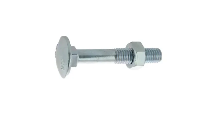 Boulon tête ronde collet carré TRCC acier zingué blanc, 12 x 60 mm, 50/bte – VISWOOD
