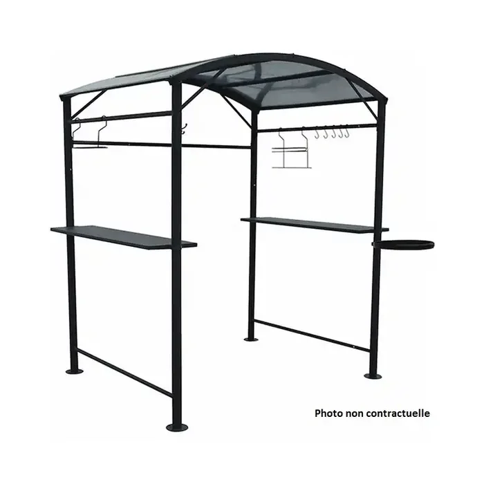 Carport barbecue Habrita Foresta CAR1713AC 250x135x224cm acier gris