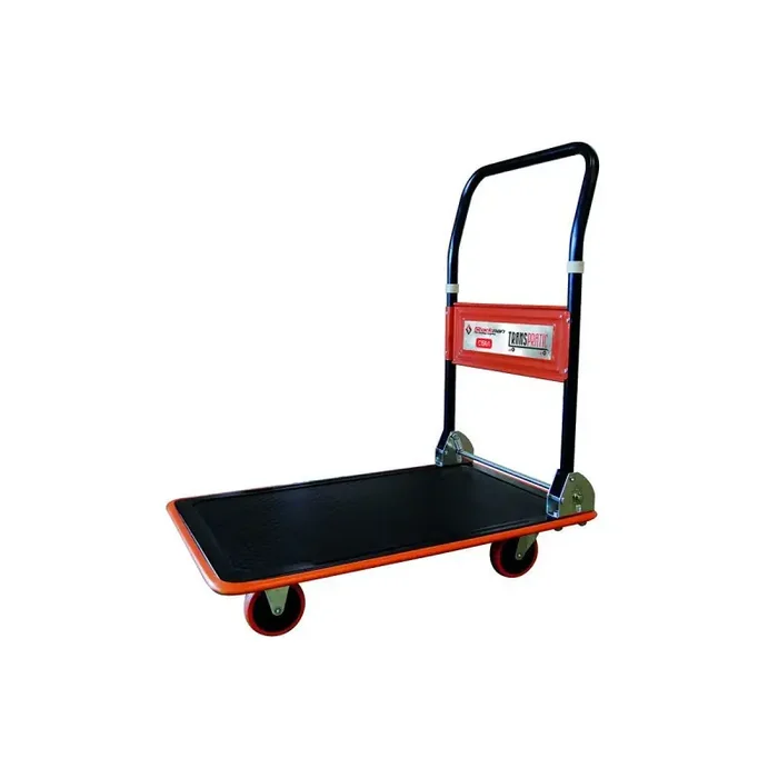 Chariot timon rabattable capacité 150 Kg roues caoutchouc 100mm TRANSP