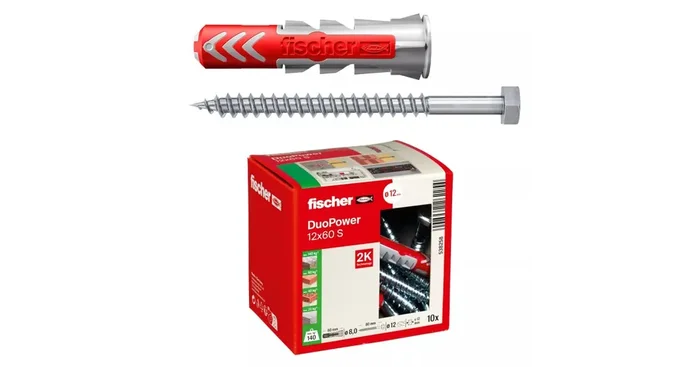Cheville Duopower avec vis tirefond Ø12×60 mm S – 10/bte – FISCHER
