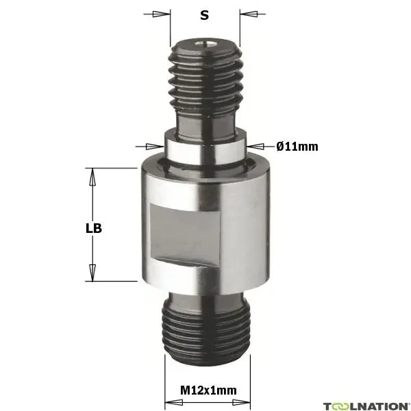CMT 506.350.02 Adapteur avec queue filet pour des mèches interchangeables, 35mm – tige M10/11×4 – Gauche