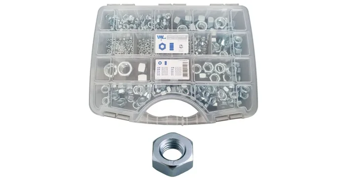 Coffret écrous hexagonaux HU 6 pans ZN, DIN 934, 532 pièces – VISWOOD