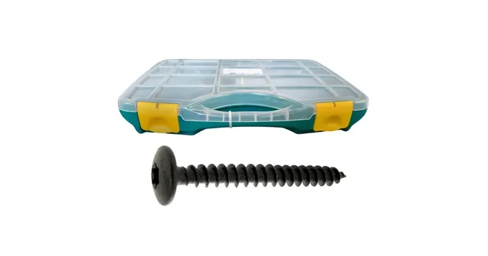 Coffret vis de penture tête ronde large TX AZ noir Ø6 & 7, 345 pièces – VISWOOD