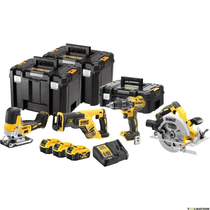 DEWALT DCK480P3T-QW DCK480P3T Pack combiné 4 pièces XR 18 Volt 3 x 5,0 Ah Li-Ion en TSTAK