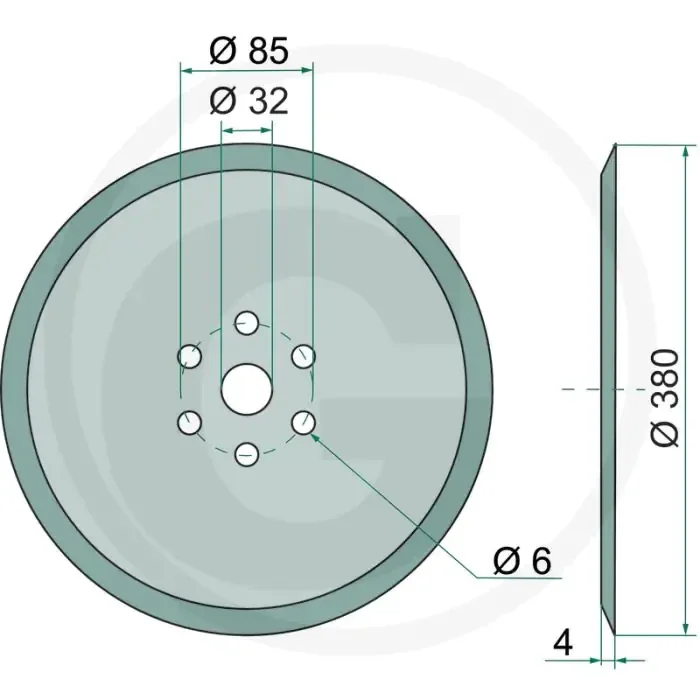 Disque à graines lisse, Ø : 380 x 4 mm – Ø extérieur : 380 mm