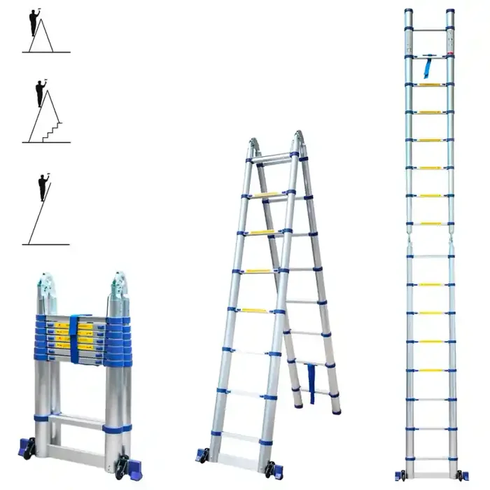 Échelle télescopique Stempakt 5m, hauteur travail max 5,9m Hostrom
