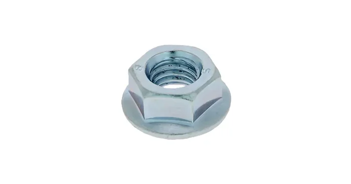 Écrou à embase crantée acier zingué blanc, DIN 6923, M6, 100/bte – VISWOOD