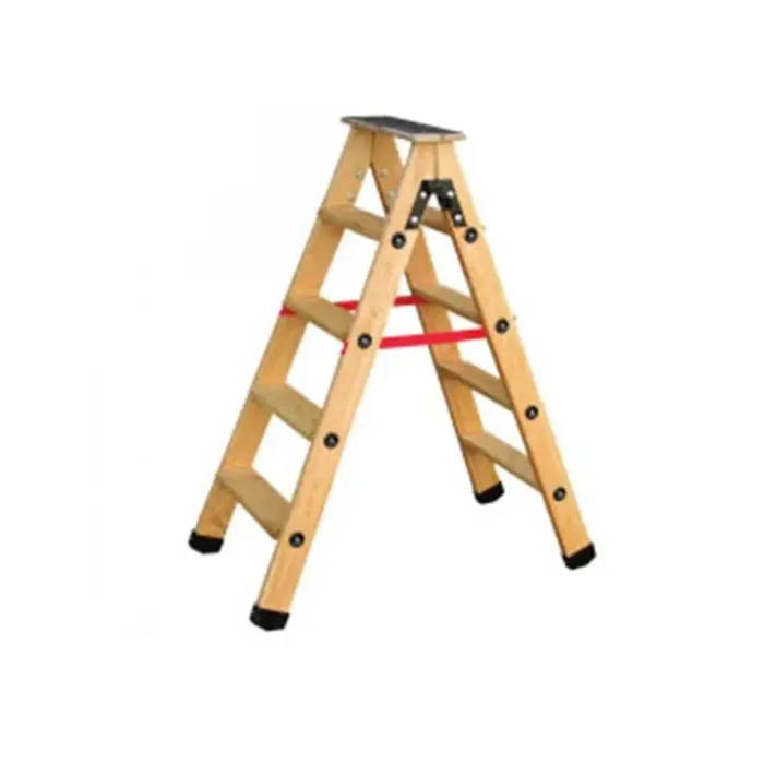 Escabeau bois 2 plans 8 marches avec sangles 193cm tablette Outifrance