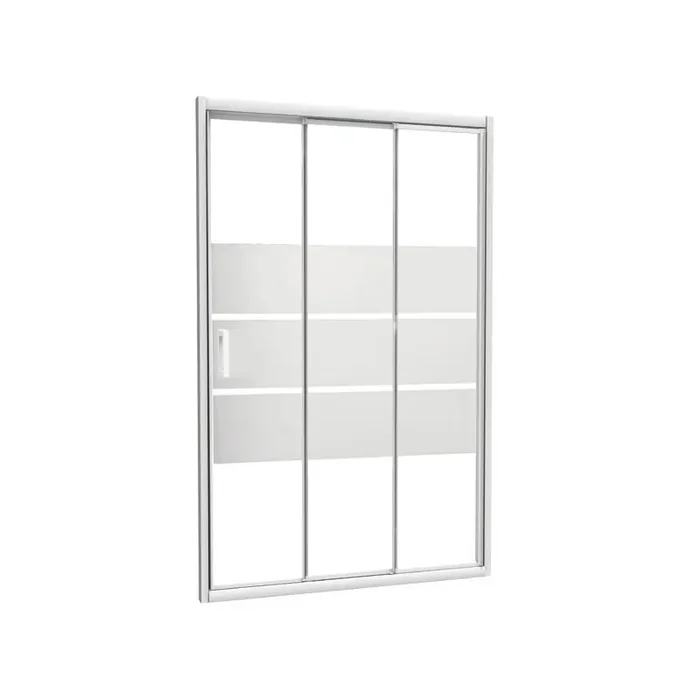 Façade coulissante 100 cm ép. 4 mm trois bandes profilé blanc MISSI