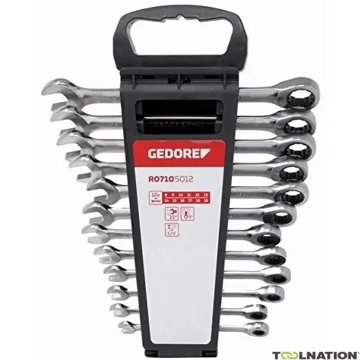 Gedore RED 3300850 R07105012 SW 8-19 mm Ring ratchet wrench set 12-Piece Metric