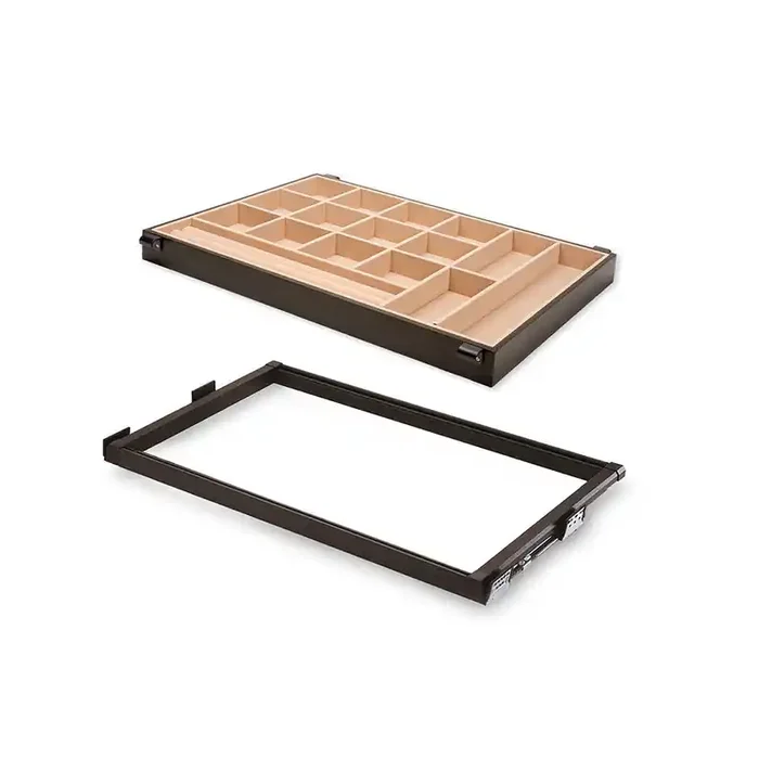 Kit tiroir organisateur et cadre coulissant Emuca 900mm couleur moka