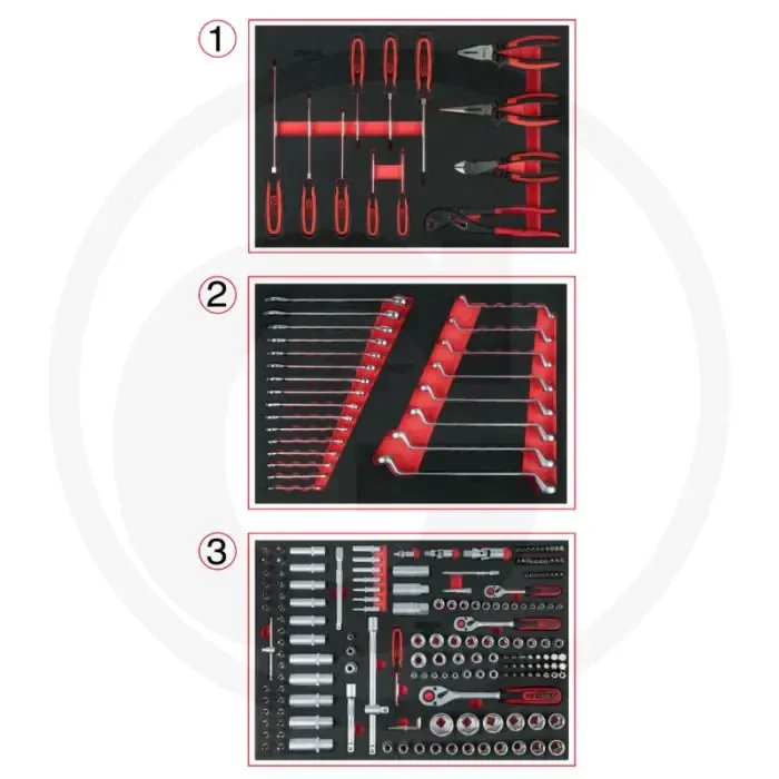 Ks tools gereedschapsmodule-set, premium 215-delig – 179-delig dopsleutelset 1/4”, 3/8”, 1/2”