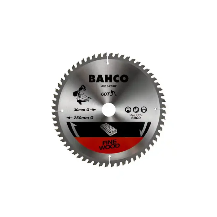 Lame de scie circulaire Diam 250 x 30 mm 60 dents pour bois 8501-28SW