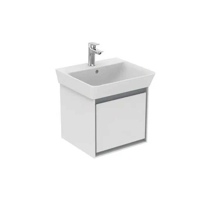 Meuble pour lavabo Cube 50 cm 1 tiroir Blanc laqué CONNECT AIR