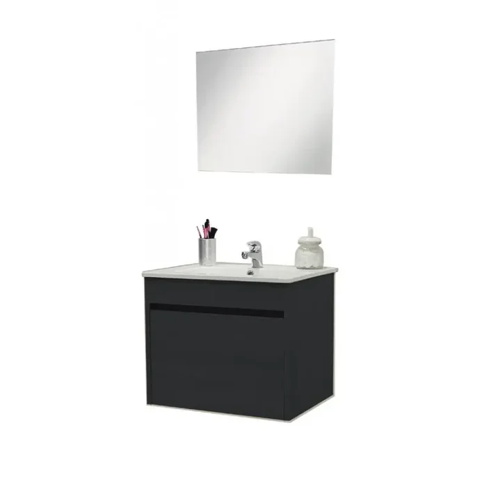 Meuble suspendre 80cm vasque 2 tiroirs miroir assorti MAPLE