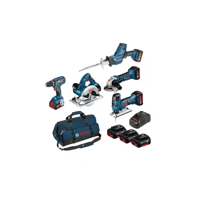 Pack 5 machines GSR-GST-GWS-GKS-GSA 18V 3 batteries 4 Ah Sac BOSCH 061