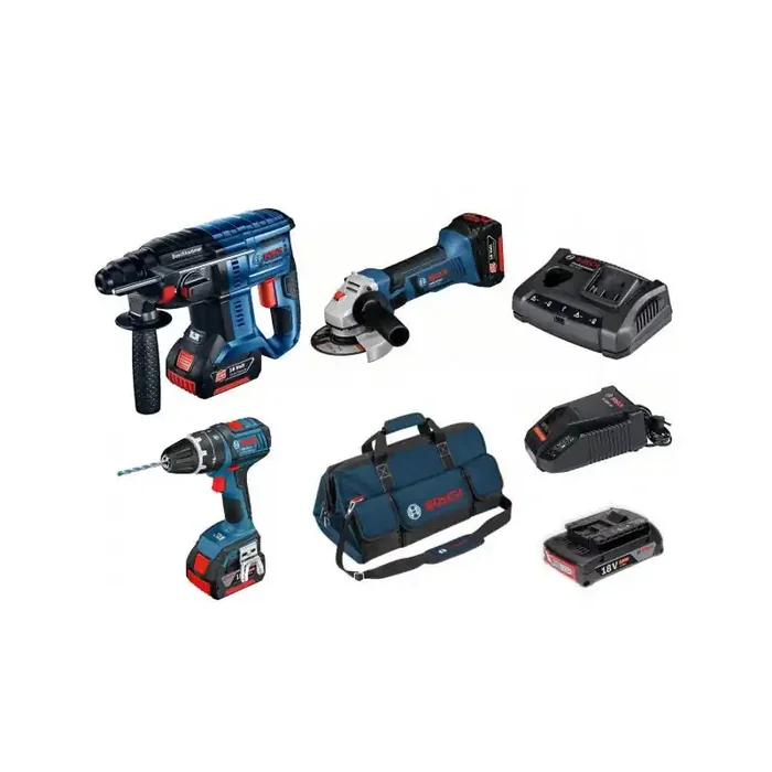 Pack de 3 outils sans fil 18V 3x 4.0Ah avec chargeur et sac