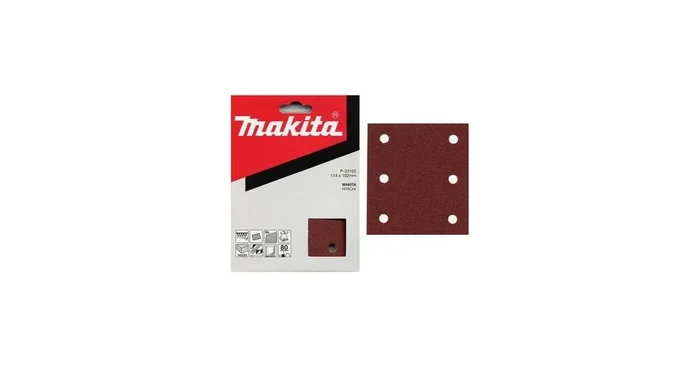 Papier de verre MAKITA 102×114 mm 6 trous K60, 10 pcs P-33093