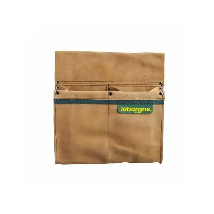 Porte outils Leborgne double poche en croute de cuir