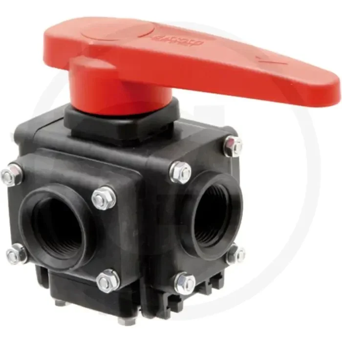 Robinet à boisseau sphérique 4 voies Arag 1″ pp 16 bar.