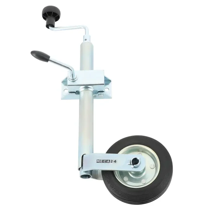 Roue Jockey – Tube acier 35mm – Jante métal – Bride de fixation acier diam. 35mm – compatible tous types de remorques