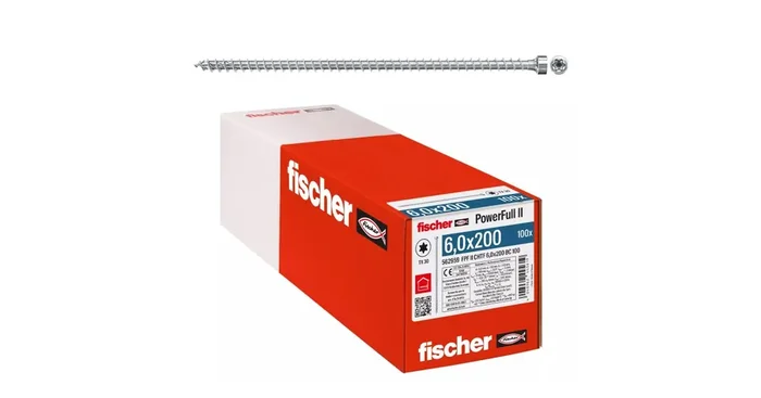 Vis de charpente PowerFull II CHTF, filetage total, empreinte TX30, 6 x 200 mm, 100/bte – FISCHER