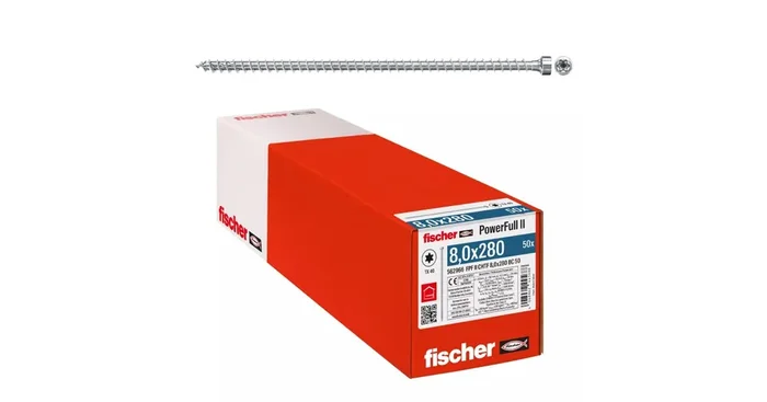Vis de charpente PowerFull II CHTF, filetage total, empreinte TX40, 8 x 280 mm, 50/bte – FISCHER