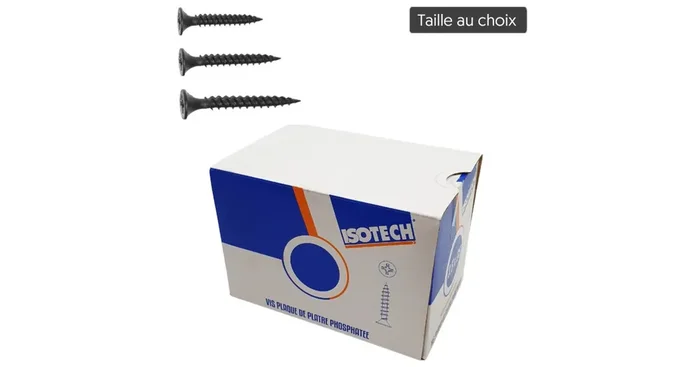 Vis plaque de plâtre TTPC avec embout de vissage, 3,5 x 45 mm, 1000/bte – ISOTECH