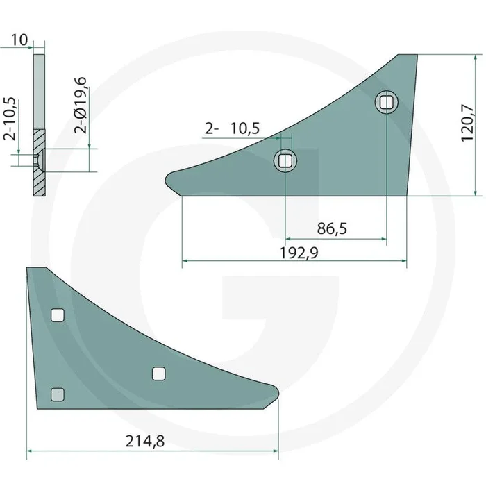 Zoolpunt rechts – passend voor lichaam: b20, b25, b25h, b30, b35, b40, bs20, bs40, bs42, c30, c32, c40, cs40, d50, m50, m55, p50, p55, us35, us40